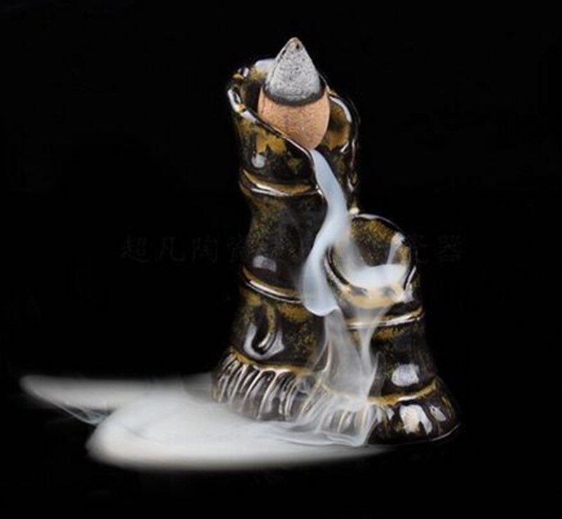 The Mini Backflow Incense Burner Ceramic Cone Censer Small Tearoom Ornaments Sandalwood Burners Incense Base for Home Decor: D Jiejiegao