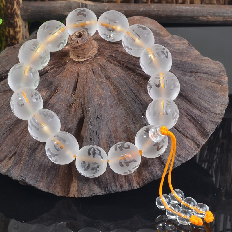 LKO OM Mani Padme Hum Bracelet Yellow Rope Tie Glass Beeds Crystal Bracelets For Women And Men