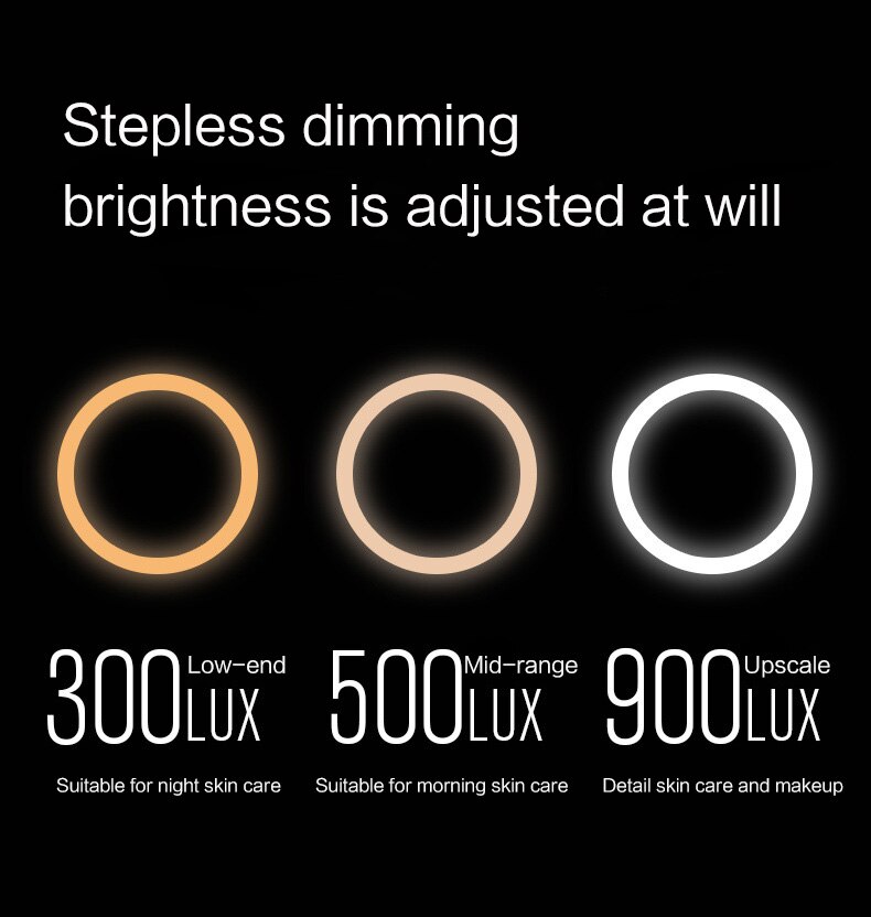 LED Makeup Mirrors with Ring Light HD Vanity Mirrors Smart Touch Control Illuminated Stand Up Desk Table Mirror USB Charge