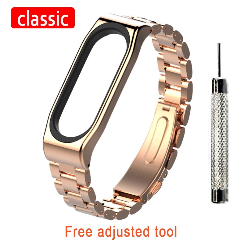 Mijobs Cinturino In Metallo Per Mi Band 4 Cinghia Senza Viti Bracciale In Acciaio Inossidabile Per Xiaomi Mi Banda 4 In Metallo Cinturino di Ricambio: Classic Rose-gold