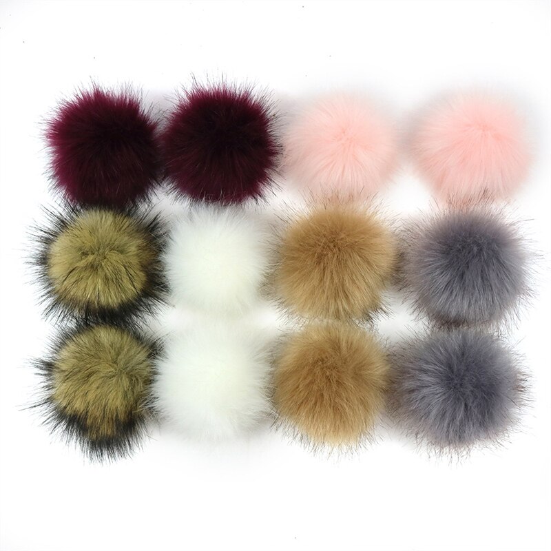 12Pcs 8Cm Diy Winter Faux Fur Ball Pompom Vrouwen Auto Tas Sleutelhanger Sleutelhanger Elastische Diy Sleutelhanger Konijn haarwortel Zakken Hoed Decor