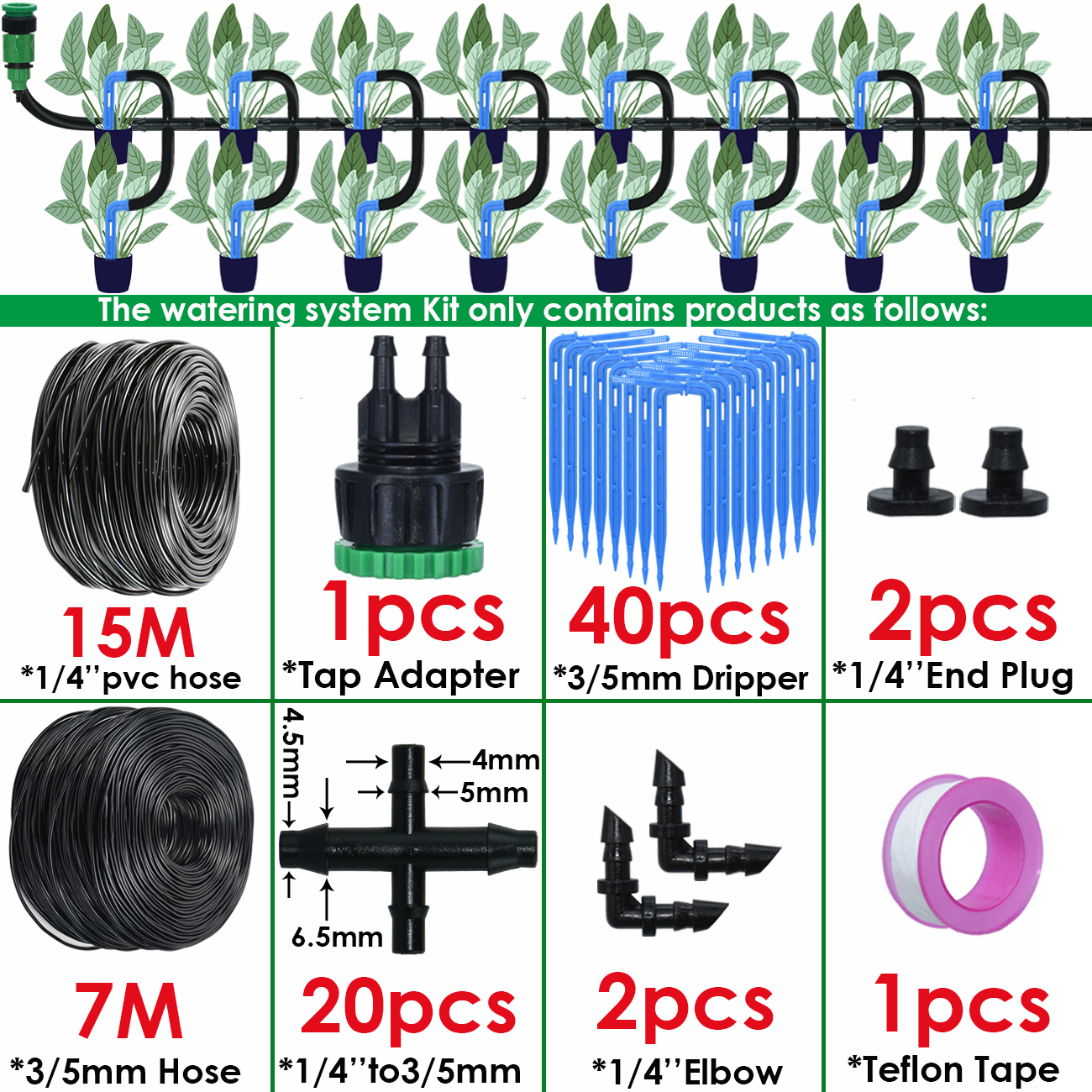 KESLA Automatic Drip Irrigation Kit 4/7 to 3/5mm Hose Garden Watering System Dripper for Bonsai Pot Plant Vegetable Greenhouse: Yellow