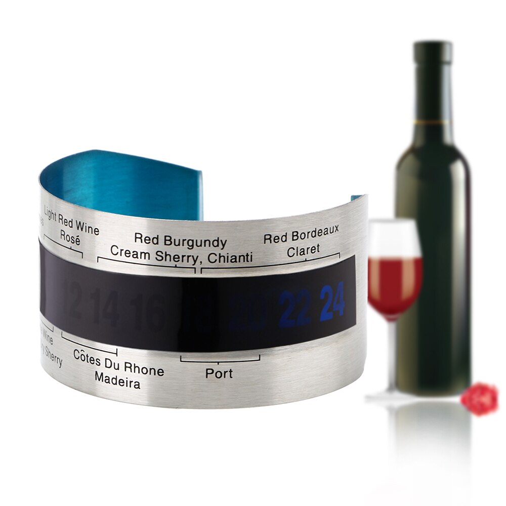 Stainless Steel Bottle Wine Thermometer LCD Display Serving Party Checker Bracelet Thermometer Red Wine Temperature Sensor