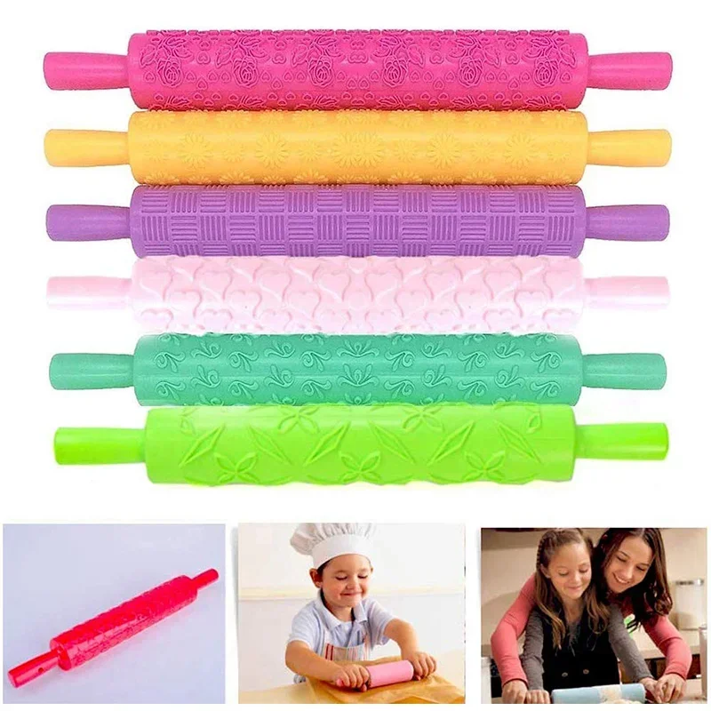 Roller Kuchen Dekorieren Geprägte Nudelhölzer Strukturierte Antihaft Fondant Gebäck Icing Ton Teig Roller Küche Backen Werkzeuge