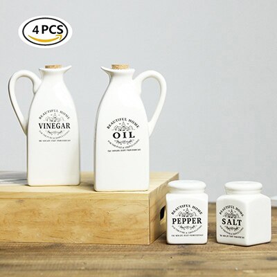 Juego de 4 unidades de recipientes de cerámica para alimentos, botellas de especias, condimentos, tarros de cocina, botellas de aceite vinagre Vintage japonés, para Bar, decoración del hogar: Default Title