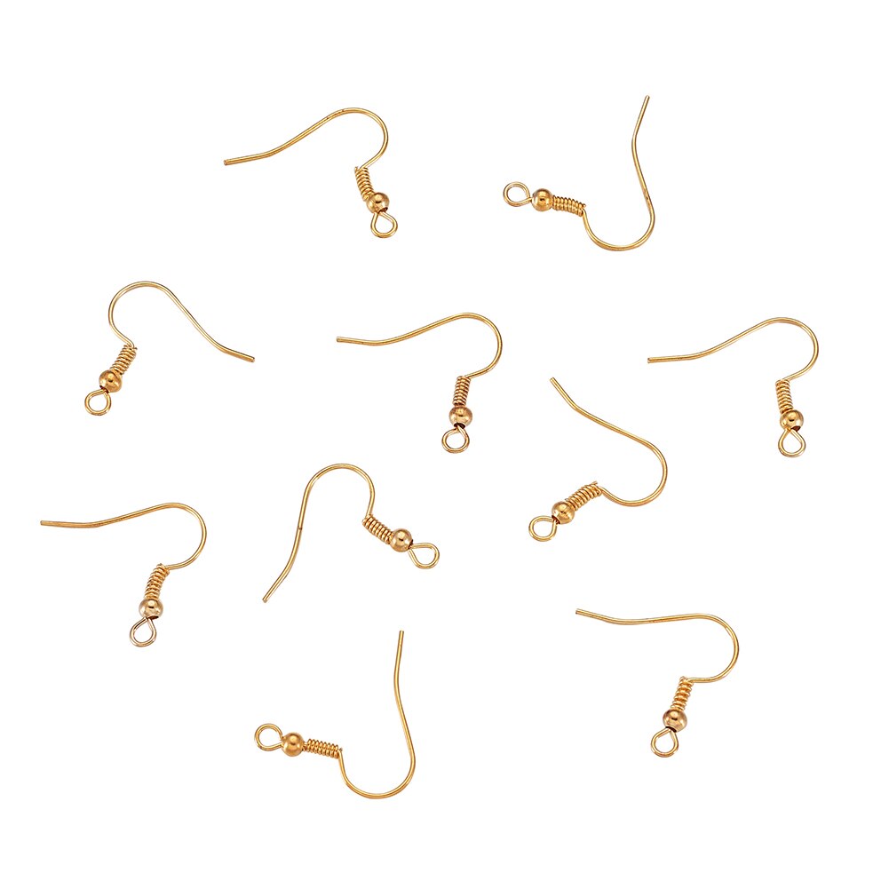 100pcs Golden/Antique Bronze Iron Ear Wires Hooks Earring Hooks Eardrop Settings Base Supplies Nickel Free for Jewelry Findings: Golden