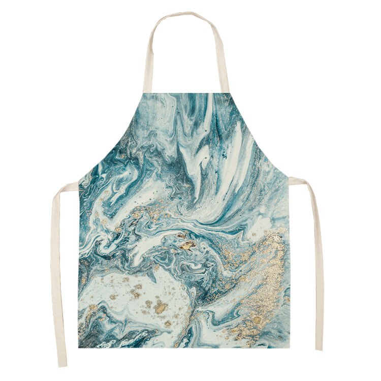 1Pcs Marmer Patroon Gedrukt Cleaning Art Schorten Thuis Koken Keuken Schort Kok Dragen Katoen Linnen Volwassen Slabbetjes 53*65Cm WQ0110: 2WQ-WQ0110-5