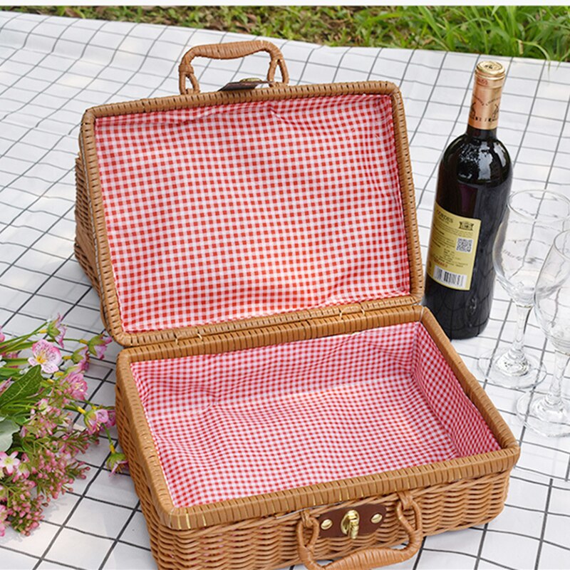 Vintage Draagbare Handgemaakte Rieten Rotan Geweven Mand Make Organizer Picknick Bagage Opslag Mand Custom-Made Hand Cadeau Mand