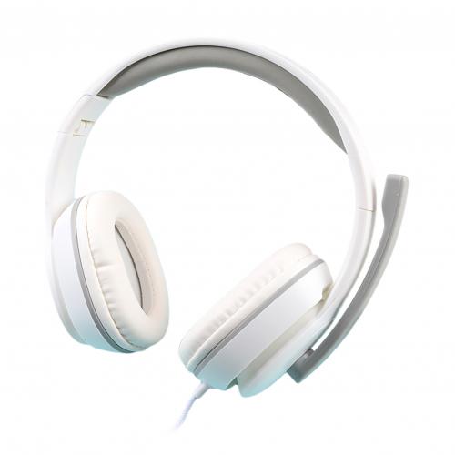 Dual Colors Wired Gaming Headphone Adjustable Headset with Mic for PC/Phone: White