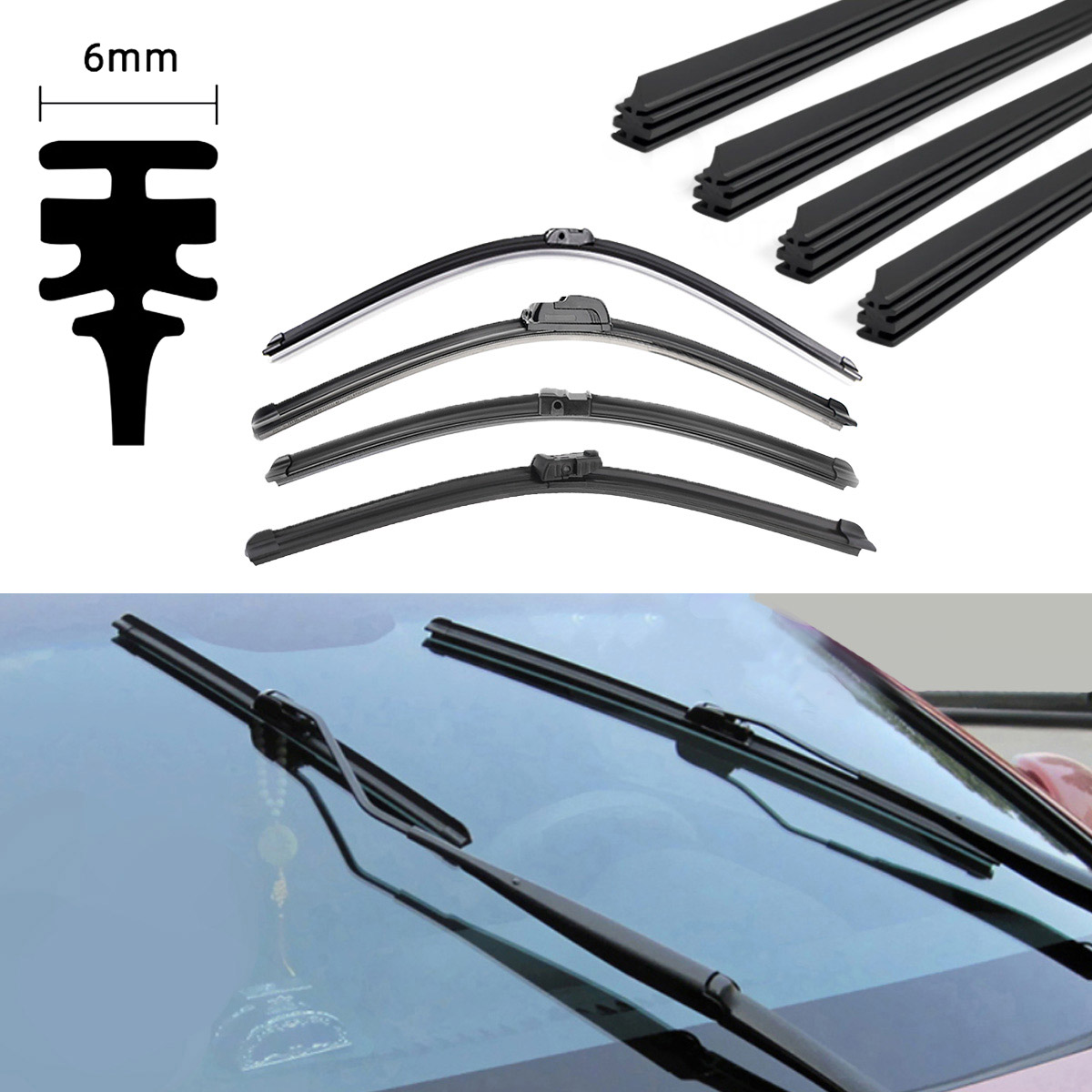 1 unidad de tira de goma para limpiaparabrisas de coche que se puede cortar piezas de repuesto de tira de goma para limpiaparabrisas 14 "16" 17 "18" 19 "20" 21 "22" 24 "26" 28 "30" 32 "opcional: 14 pulgadas