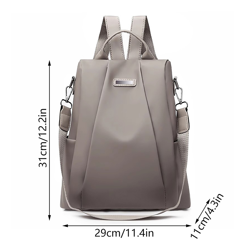 Zaino Antifurto Da Donna, Grande, Per Viaggio E Scuola, Oxford, Impermeabile, Beige