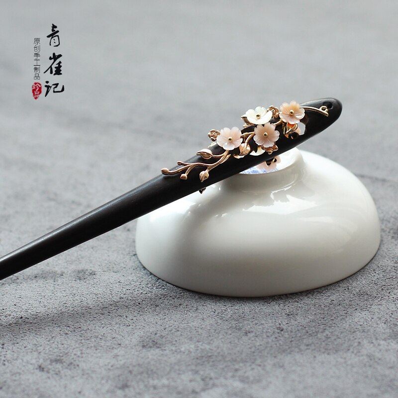 Style Antique classique fait à la main Style ethnique ébène vie quotidienne Up-do épingle à cheveux coiffe accessoires chinois Eaglewood