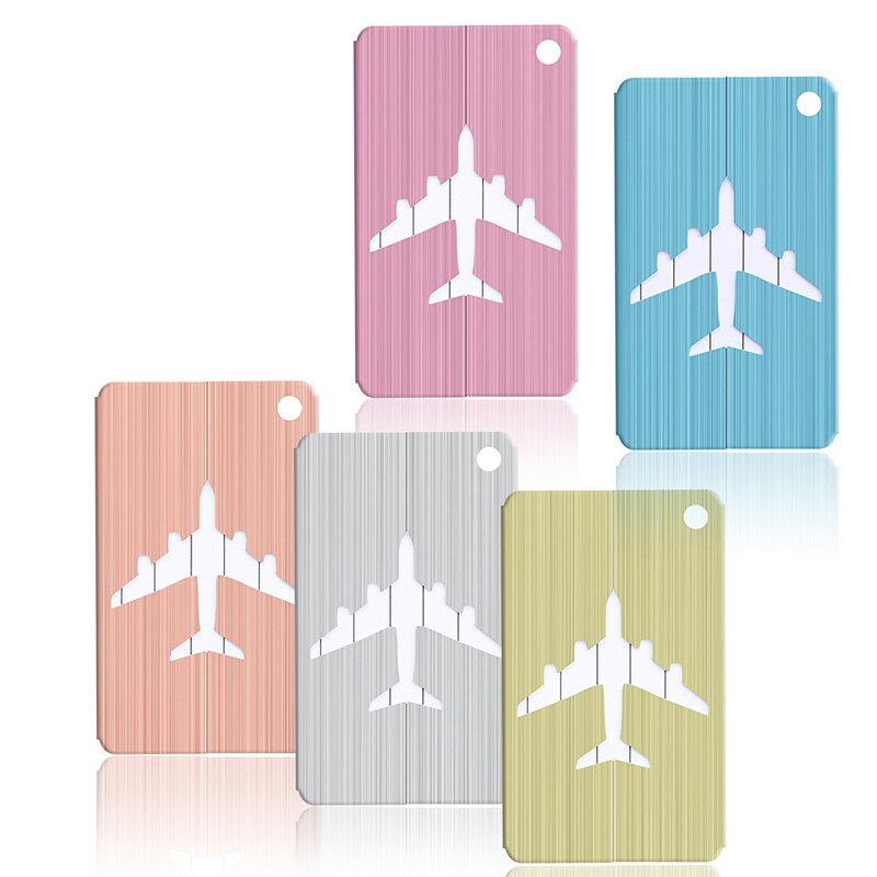 1pc avion forme brossé carré étiquettes de bagages bagages enregistrés ascenseurs d'embarquement accessoires de voyage étiquette de bagage