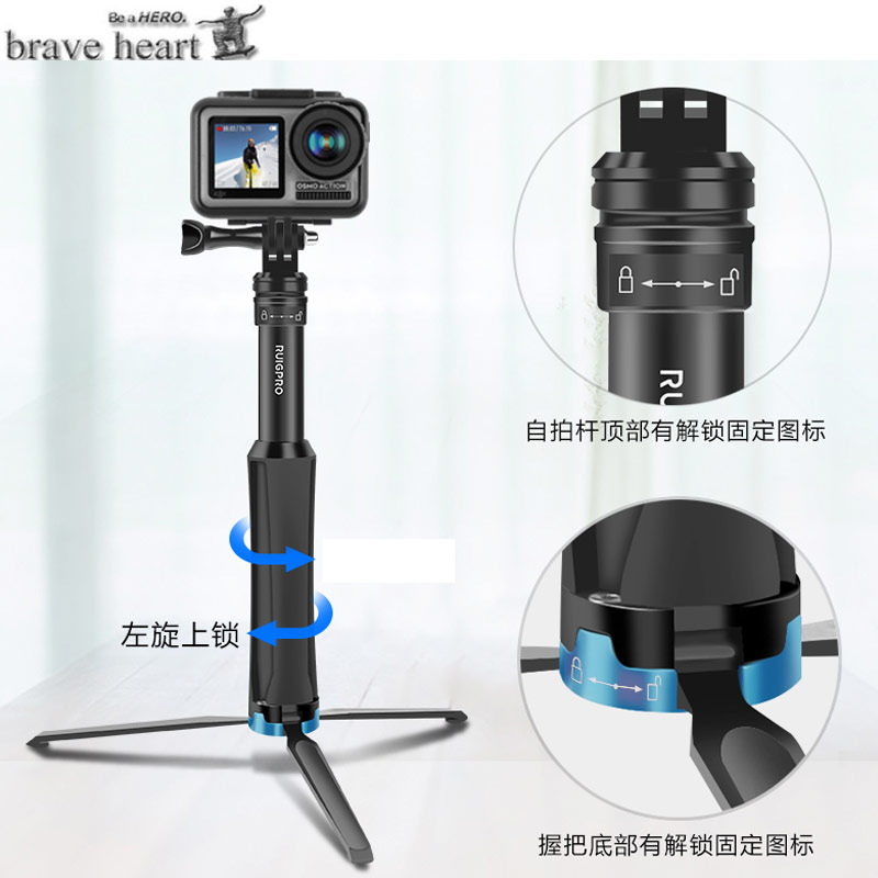 Trípode de aluminio para cámara gopro hero Go pro 7, 6, 5, 4, 3, sj4000, sj5000x, xiaomi yi, hero6, hero7