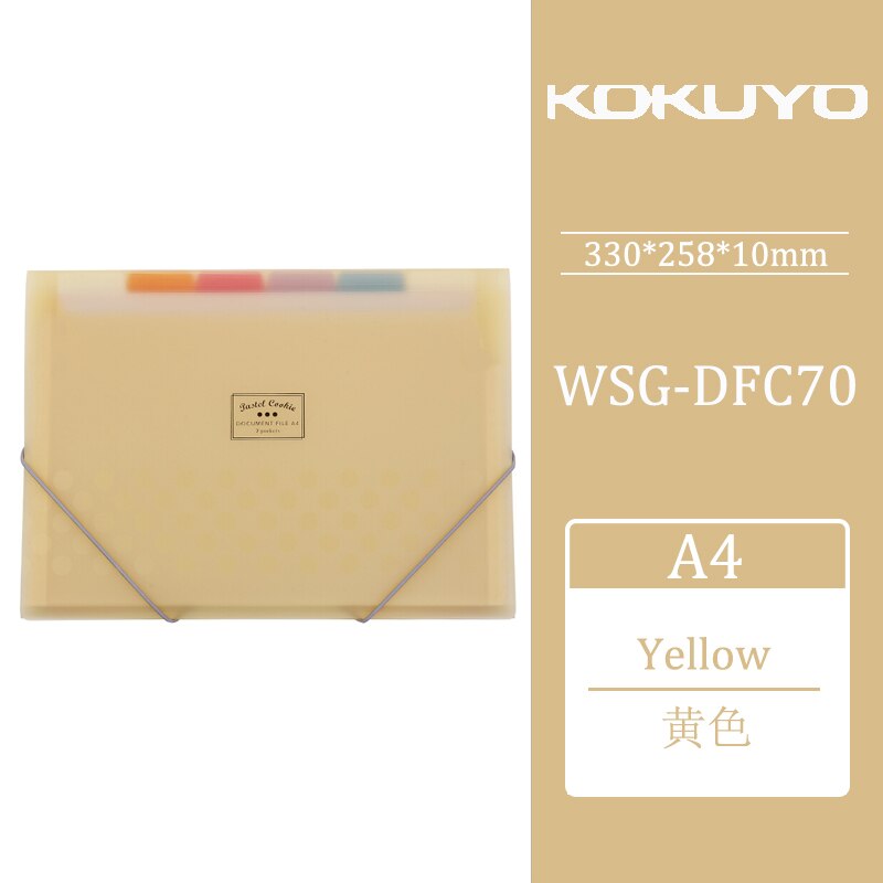 Kokuyo lysfarvede småkager tynd orgelpose enkel lille frisk studenteroplysningsbog  a4 opbevaringsbog i flere lag: Gul