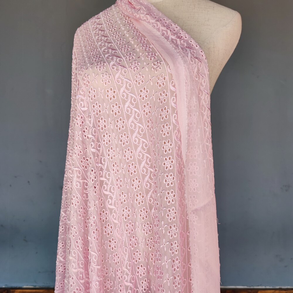 pink Lace Color silk Pure Silk Evening Dress Wedding 100% Silk Fabirc Silk chiffon embroidery