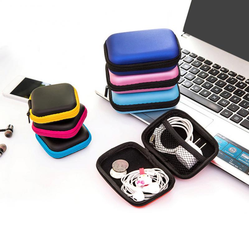 Oortelefoon Opbergtas Draagbare Oordopjes Pouch Box Headset Cover Protector Mini Rits Hard Headphone Case Usb Kabel Organizer