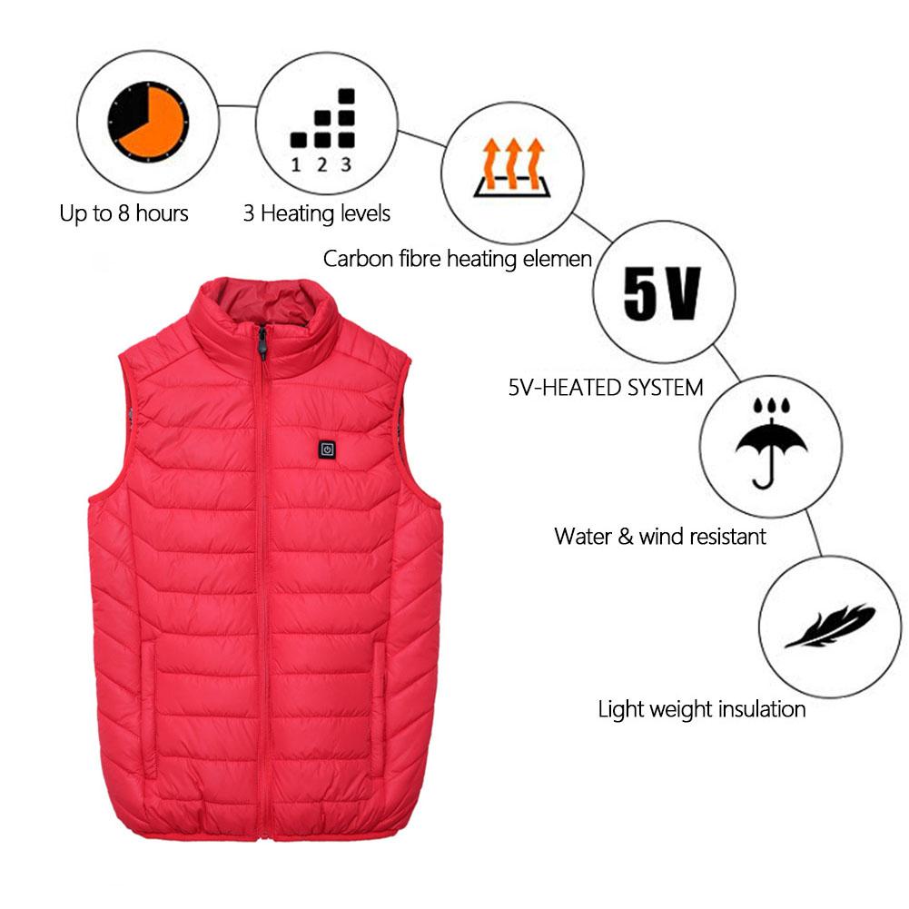 Motorfiets Vest Smart Opladen Verwarming Stand Kraag Omlaag Katoen Vest Herfst En Winter Mouwloze Jas Verwarmde Vest 5XL