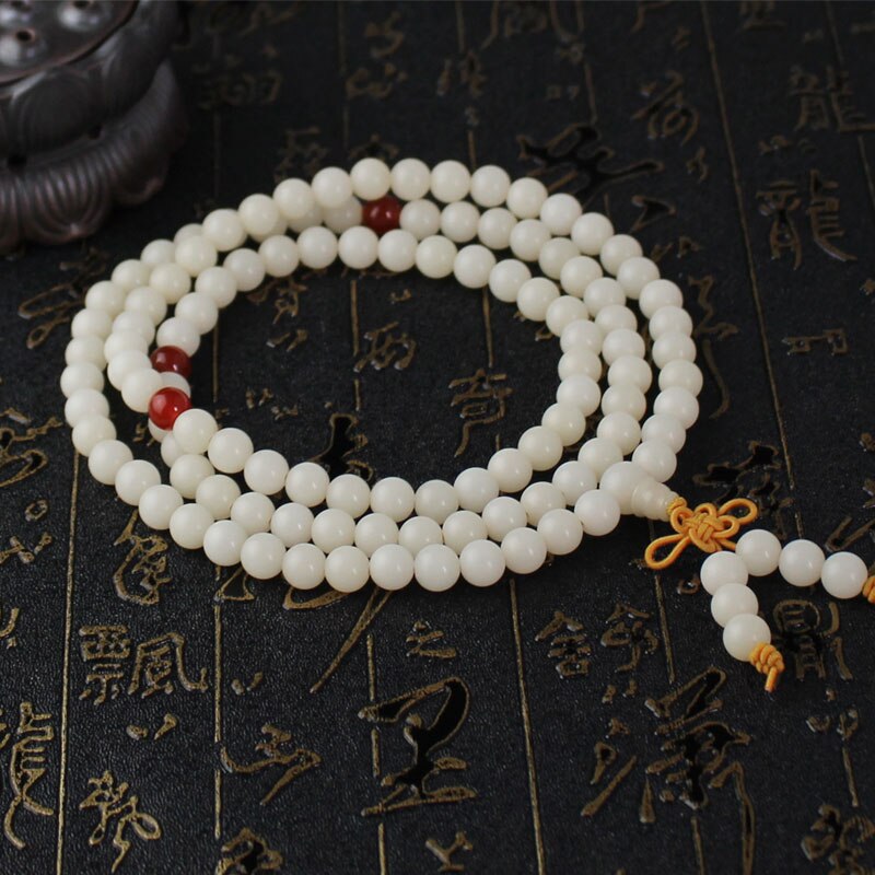 Wit Bodhi Wortel Armband Jade 108 Boeddha Bead Ronde Sieraden Voor Mannen En Vrouwen