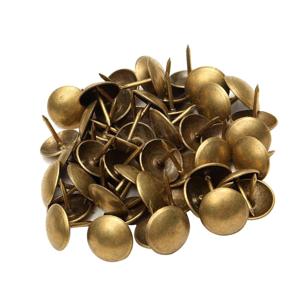 Tachuelas de tapicería antiguas para decoración de muebles, alfileres de bronce para dibujo, tachuelas para pulgar, paquete de 100