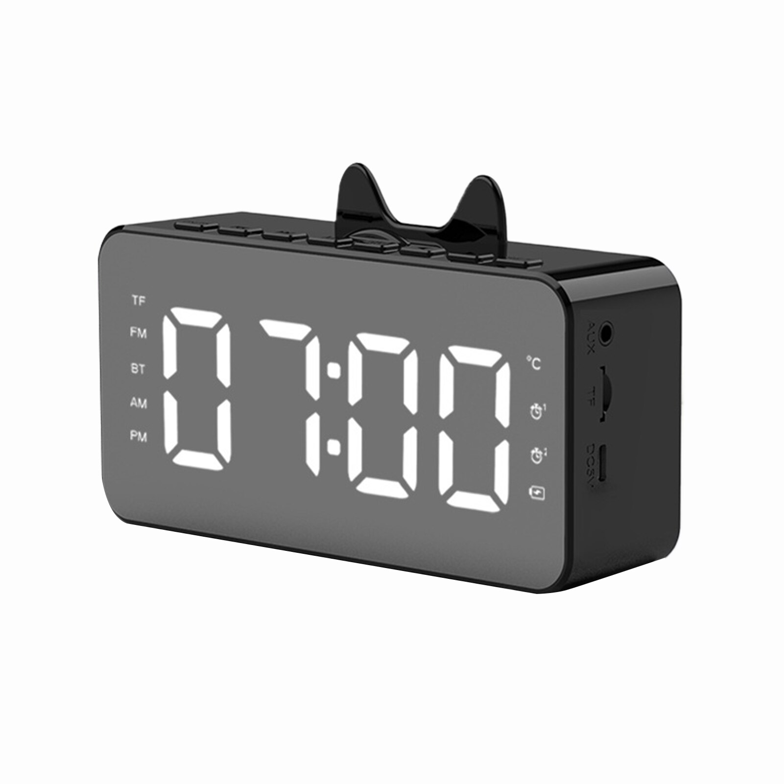 SALES！！ Q9 Bluetooth 5.0 Wireless Rechargeable Clock Subwoofer Speaker Music Player: Black