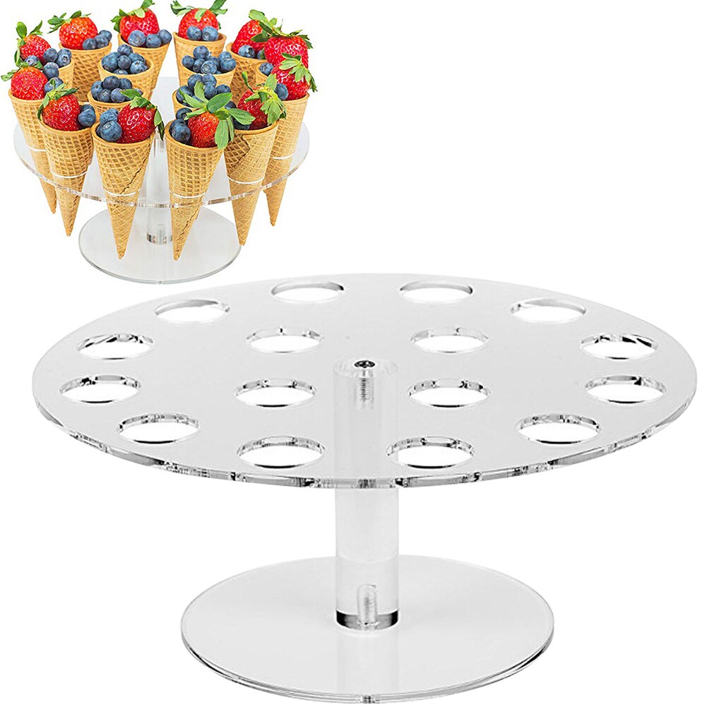 16-- huls rund akryl iskegle dessert holder displaystand fest hylde
