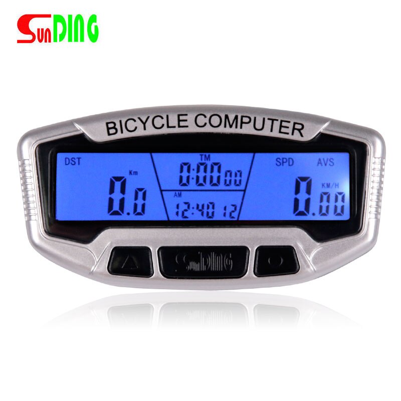 Fiets Snelheidsmeter Wired Computer Stopwach Kilometerteller Lcd-scherm Blauwe Achtergrondverlichting Auto Clear Sunding SD-558A