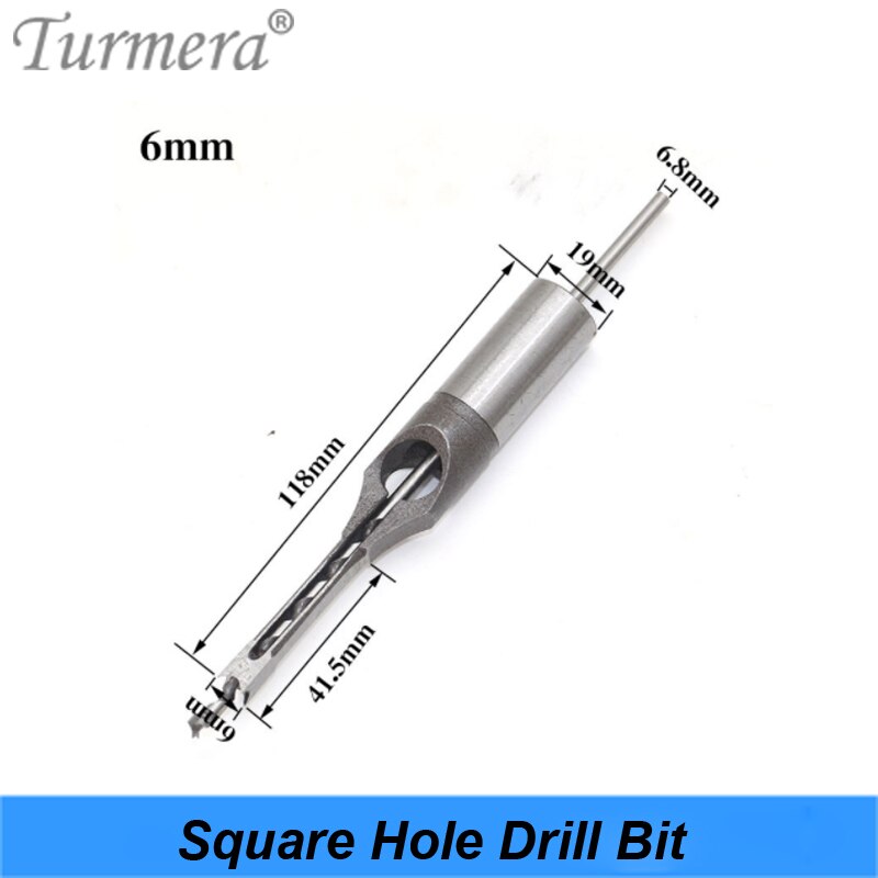 Turmera 1/4 to 1/2 Square Hole Drill Bit 45 Steel Mortising Drilling Woodworking Tools for Drill Square Opening Screwdriver 7PCS: 6mm