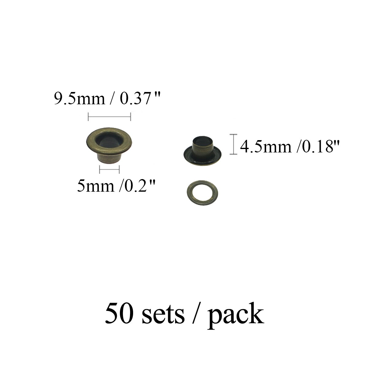 Produkter tyllesæt tyller øjer med kobber, drømmefarve og kobberagtig  (1/5 1/4 1/3 tommer indvendig diameter) tilbehør: 5mm bronze 50 sæt