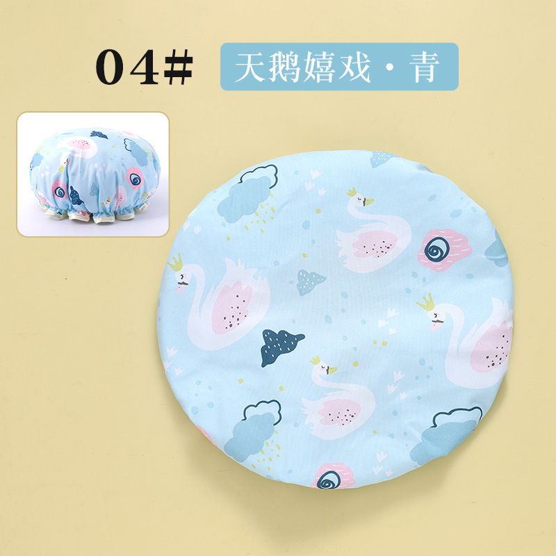 Cute Double Layer Bath Caps Waterproof Silk Head Wrap Hair Cover Lampblack Soot Resistant Shower Caps Satin Bonnet Breathable