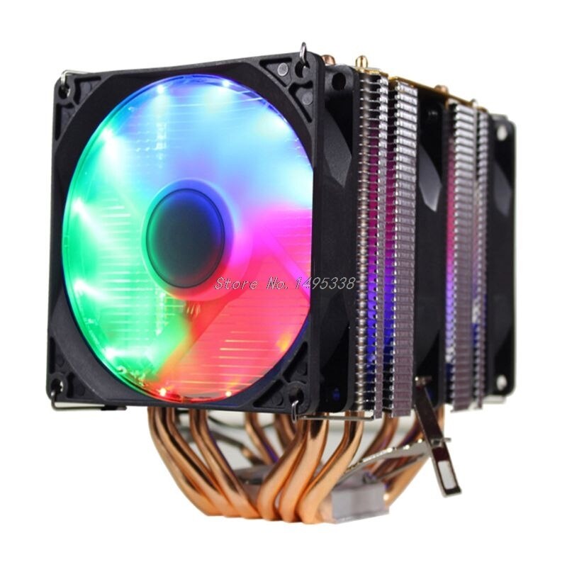 CPU Cooler 6 Heat-Pipes Dual-Tower Cooling 9cm RGB Fan Support 3 Fans 3PIN CPU Cooling Fan For Intel and For AMD