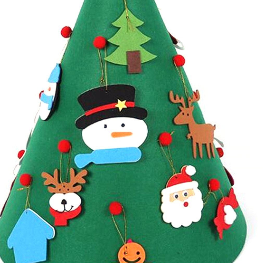 Børn diy juletræ håndlavet filt klud juletræ 3d tromme filt juletræ glat skæring