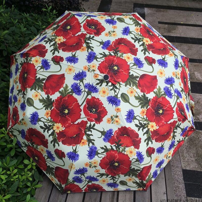 Nieuws Olieverf Zonnescherm Paraplu Tekening Bloemen Paraplu Voor Vrouwen Uv Bescherming Paraplu Op Verkoop