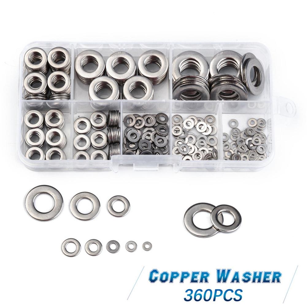 360Pcs Flat Washers M2 M2.5 M3 M4 M5 M6 M8 M10 Stainless Steel Flat Machine Washer Plain Flat Gasket Rings Car Accessories