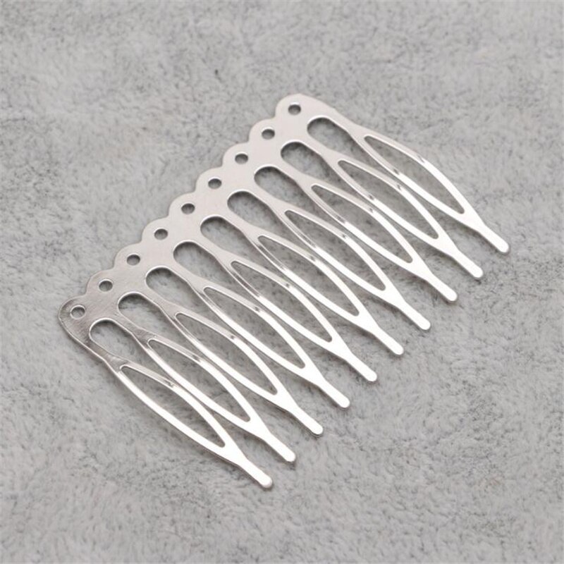 10 sztuk metalowe złote zęby spinki do włosów grzebienie puste szpilki spinki do włosów z otworami dla DIY do włosów łuki komponenty do wyrobu biżuterii akcesoria: Rhodium Hole 10