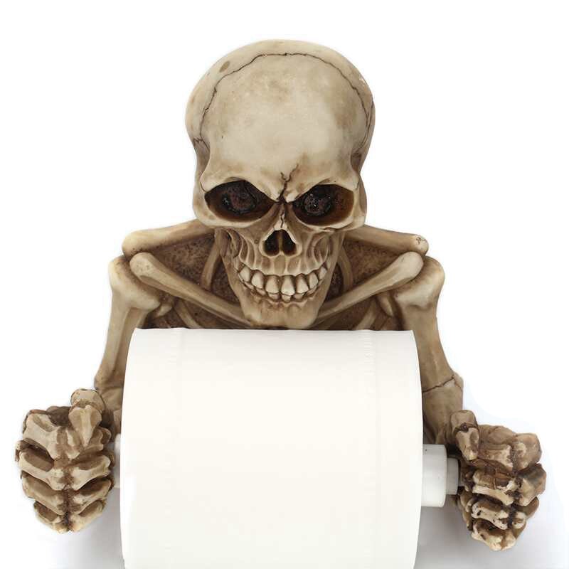 Porte-papier 3D rétro tête de mort, toilettes mural, boîte de rangement de papier toilette, boîte de rangement de salle de bains