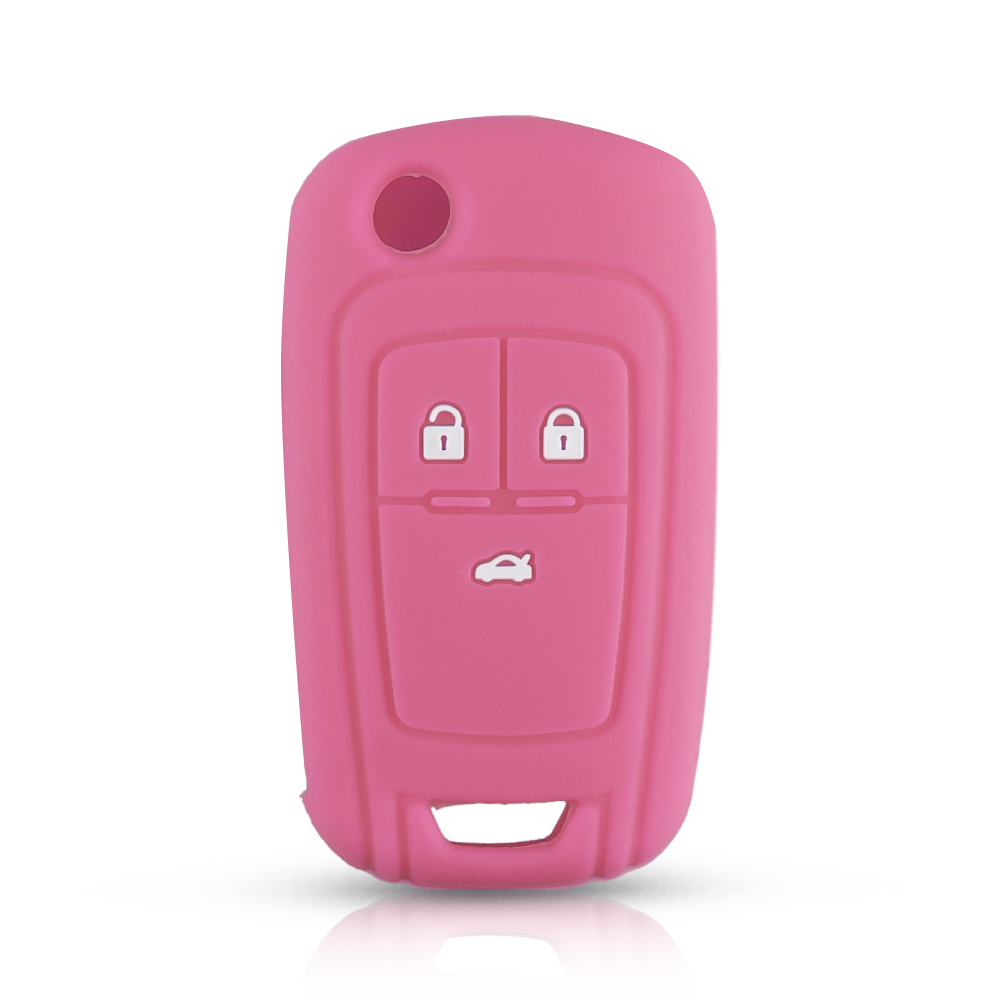 Funda de silicona para llaves de coche, cubierta de mando a distancia para OPEL, VAUXHALL, Astra J, Corsa E, Insignia, Zafira C, Buick Hideo, llave plegable: pink