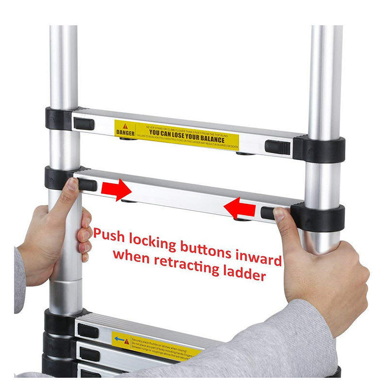 2-meter portable telescopic ladder aluminum single button telescopic ladder aluminum alloy multifunctional household T