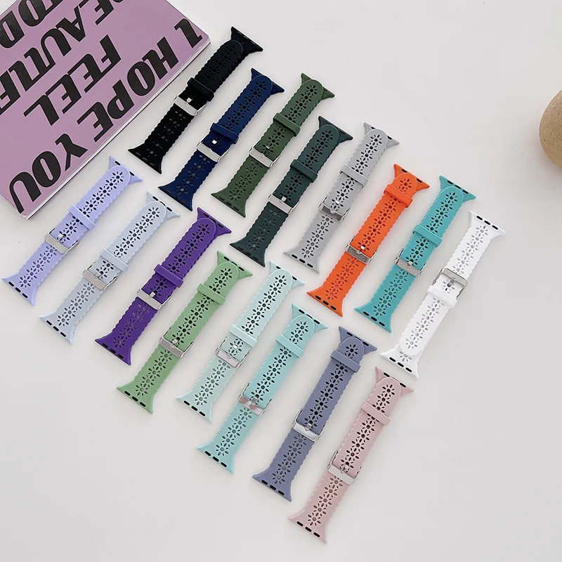 Siliconen bandjes voor Apple Watch 44 mm 40 mm 38 mm 42 mm Ultra 2 49 mm sportarmband iwatch serie 9 7 8 6 Se 5 4 3 41 mm 45 mm band