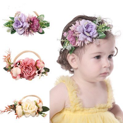 Leuke Baby Bloemen Parel Hoofdband Chiffon Haarbanden Voor Kinderen Meisjes Hoofddeksels Leuke Hoofdbanden Diamant Haarbanden Fotografie