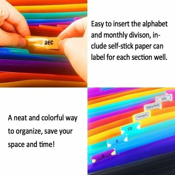 13 lommer stor regnbue  a4 dokumentmappe udvidelig filorganisator selvstående dokumentmappe business arkiveringsboks 33*23.5*3.5cm