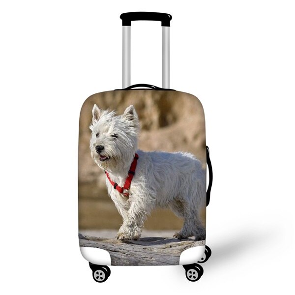 Instantarts west highland white terrier print kuffert beskyttelsesbetræk elastiske bagagebetræk gælder for 18-30 tommer rejsetaske: H10691- / M