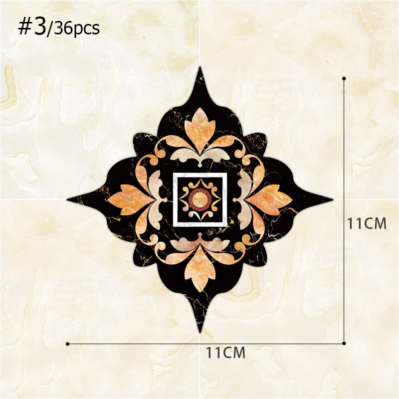 36 Pcs Self Adhesive Floor Tile Stickers Waterproof Floor Diagonal Sticker Europe Royal Style Living Room Decor Wall Floor Stick: 3