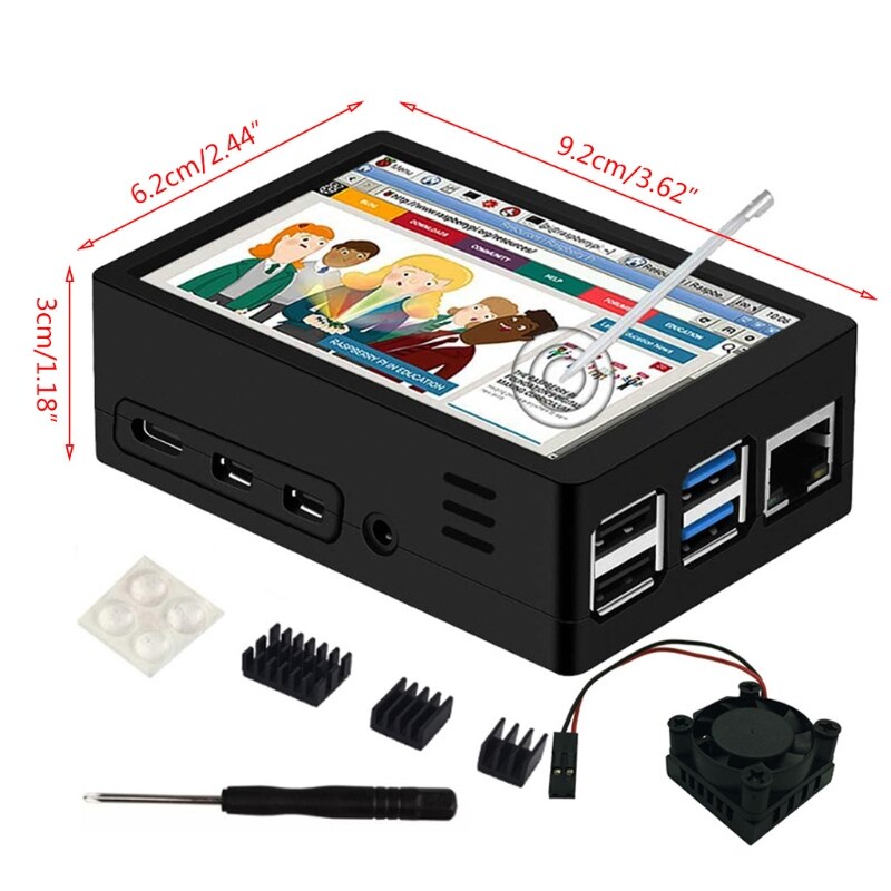 Raspberry Pi 4 Touchscreen, 4 inch 60+fps 800x480 Resolution Raspberry Pi Touchscreen with Cooling Fan and Case