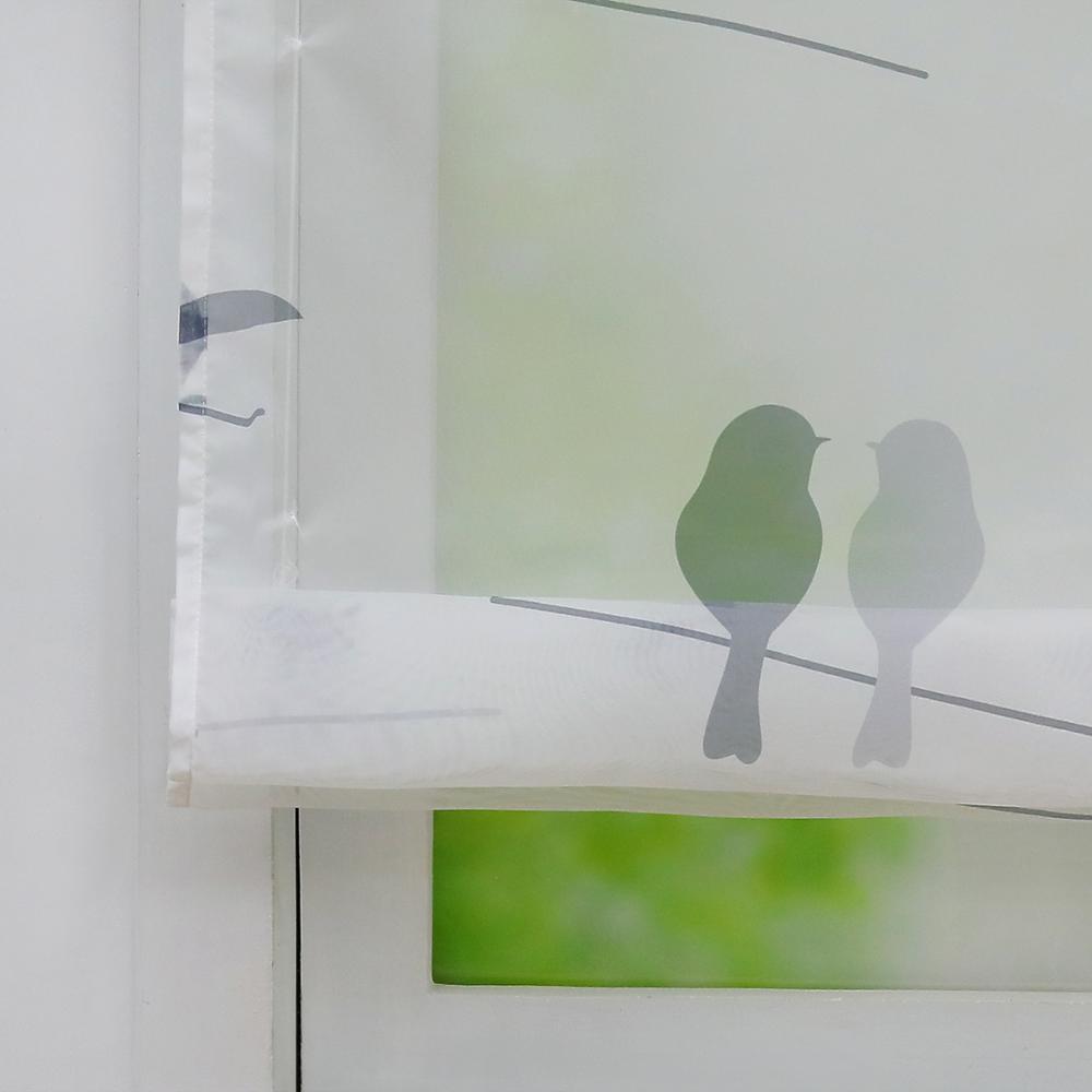 Romersk gardin fågeltryckta fönster skira tyll magiska draperier nyans voile draperivalans för kök heminredning