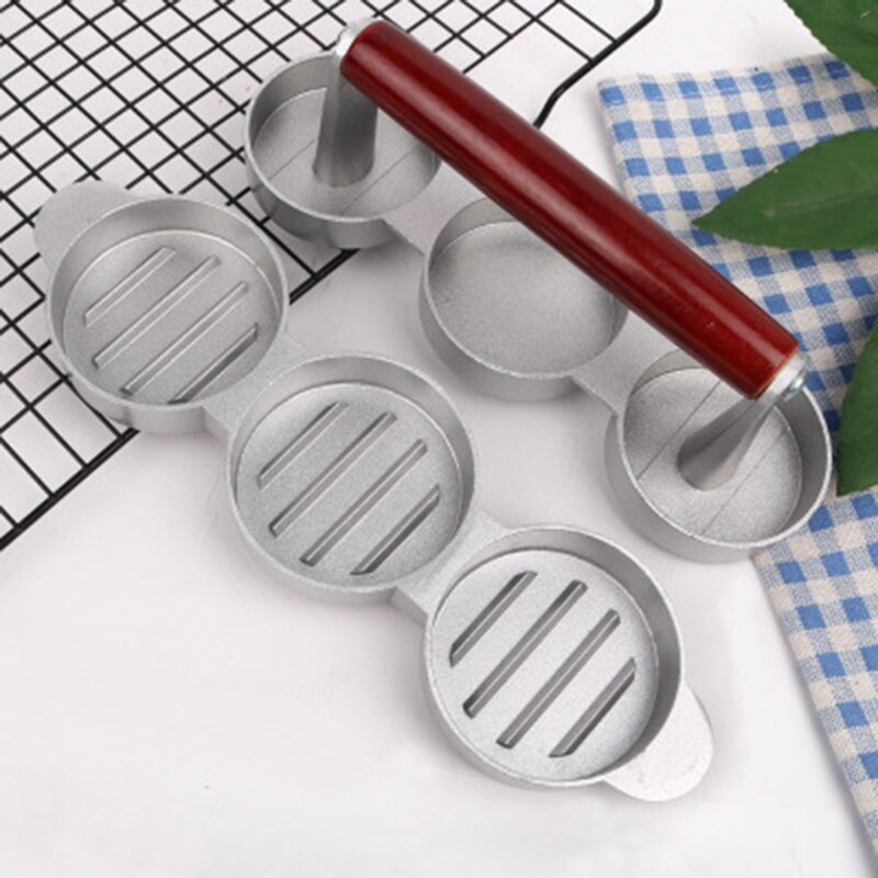 Mini prensas para hamburguesas antiadherentes, 3 ranuras, para hamburguesas pequeñas, prensa Triple, para hacer hamburguesas de ternera, máquina de molde para carne, cocina