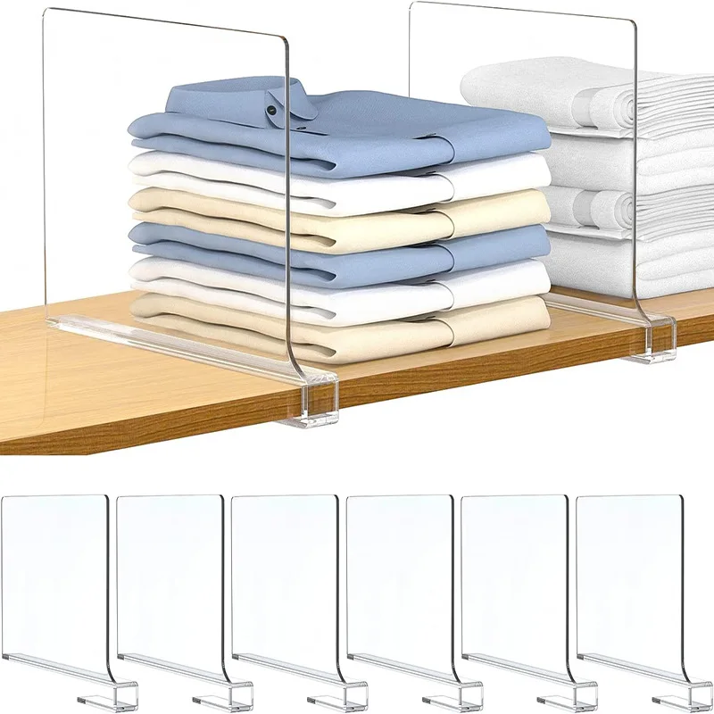 8/6/4/2 Stuks Transparante Kast Plank Voor Garderobe Organizer Doek Divider Kast Boekenkast Divider Baffle