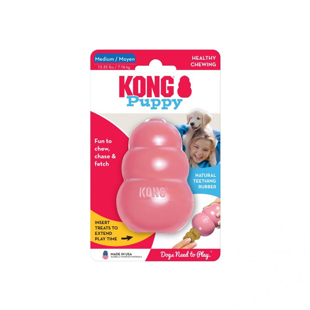 M-Size KONG Classic Dog Chew Toy Collection Up to 15-35lbs(7-16kg): Pink