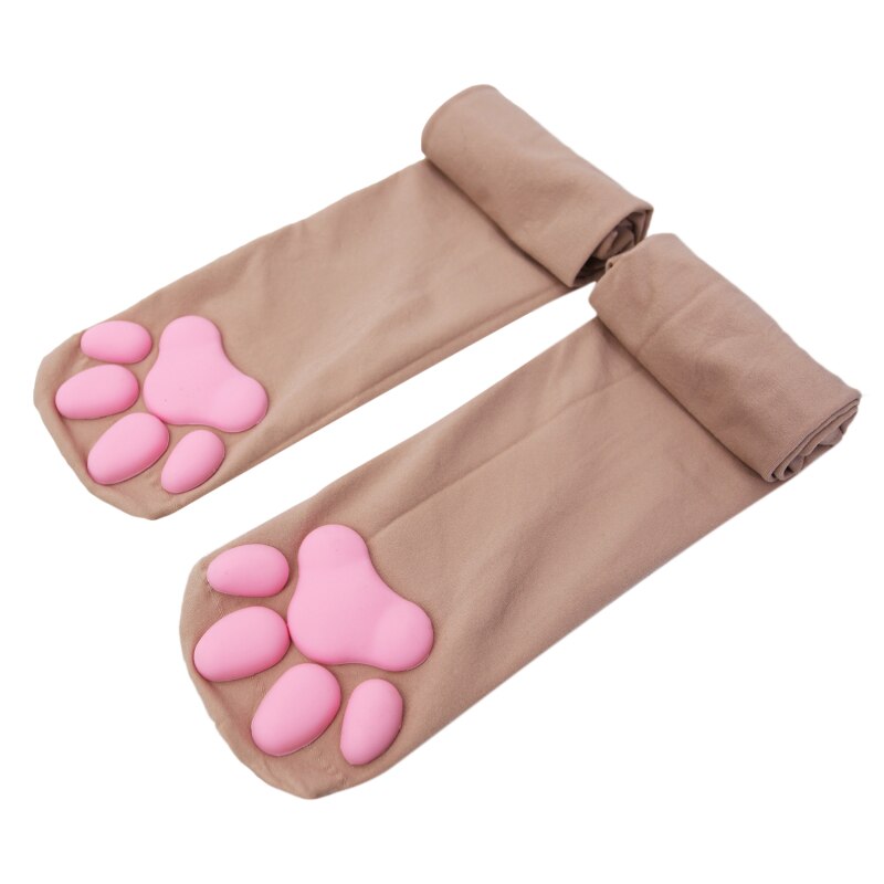 Cat Paw Socks For Women Girls Kawaii 3D Cat Claw Toe Beanies Cute Lolita Paw Pads Cosplay Cat Paw Pad Thigh High Socks: color