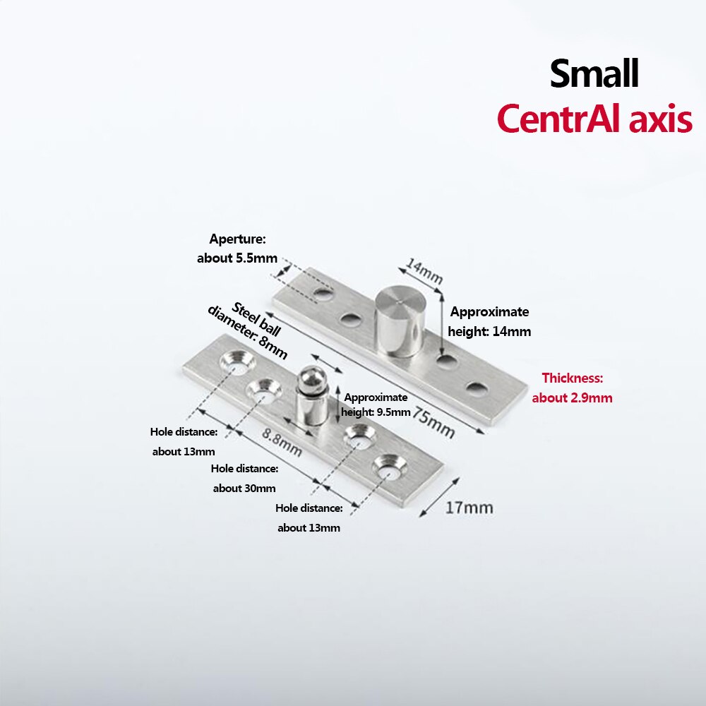 360 Degree Rotation Axis 75/150mm Rotating Hinges Location Shaft Up and Down Door Hidden Pivot Hinge Stainless Steel: S